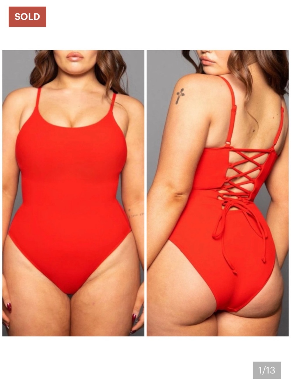 TA3 Red Strappy Swimsuit - Picture 5 of 5